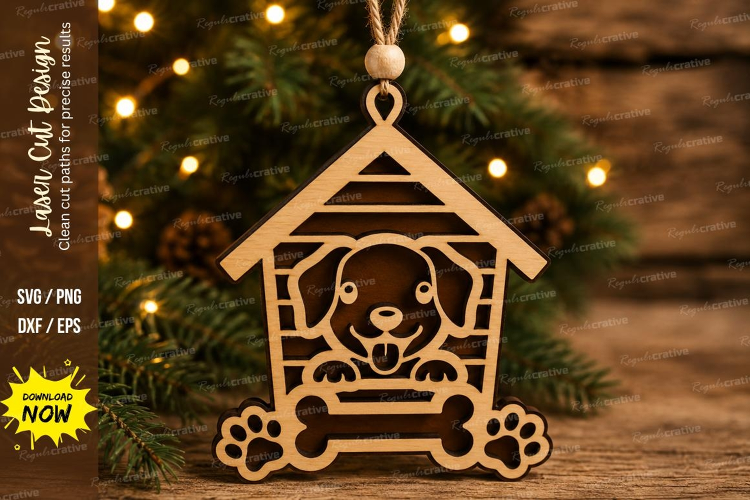 Paw Dog House Laser Cut SVG File product image 1