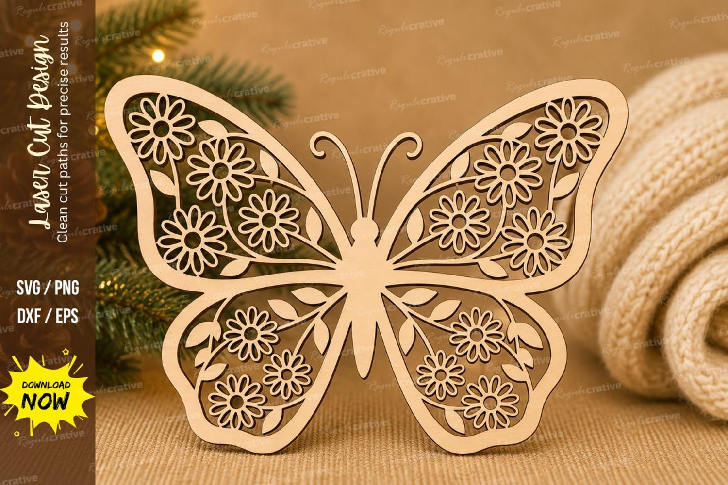 Daisy Butterfly Laser Cut SVG File product image 1
