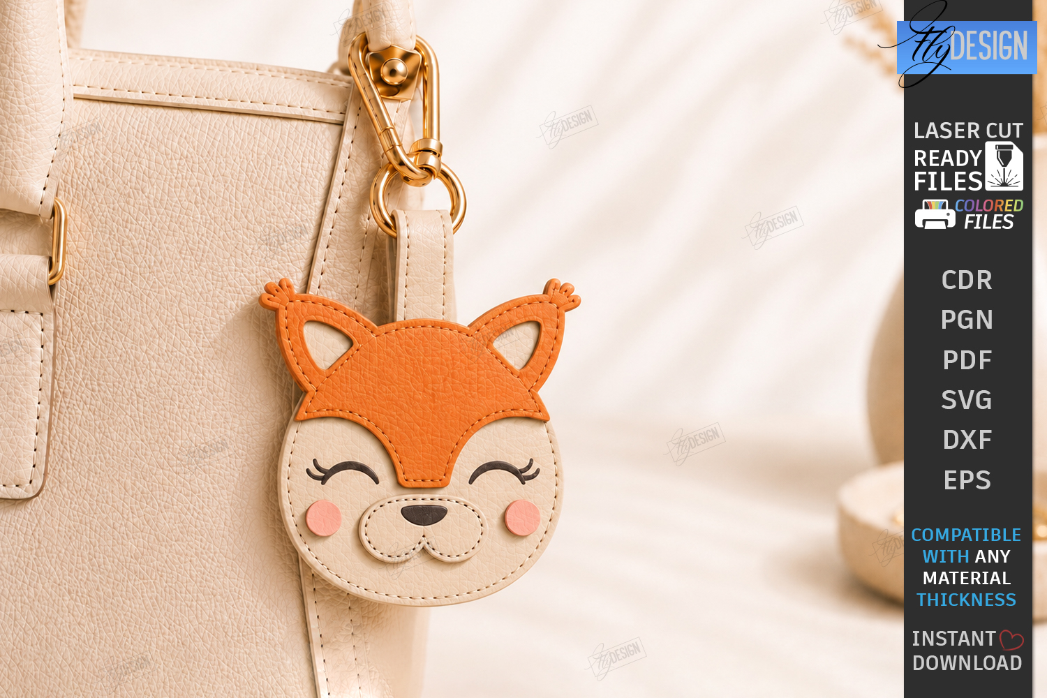Leather Animal Keychain Bag Tag Laser Cut | Cute Squirrel product image 1