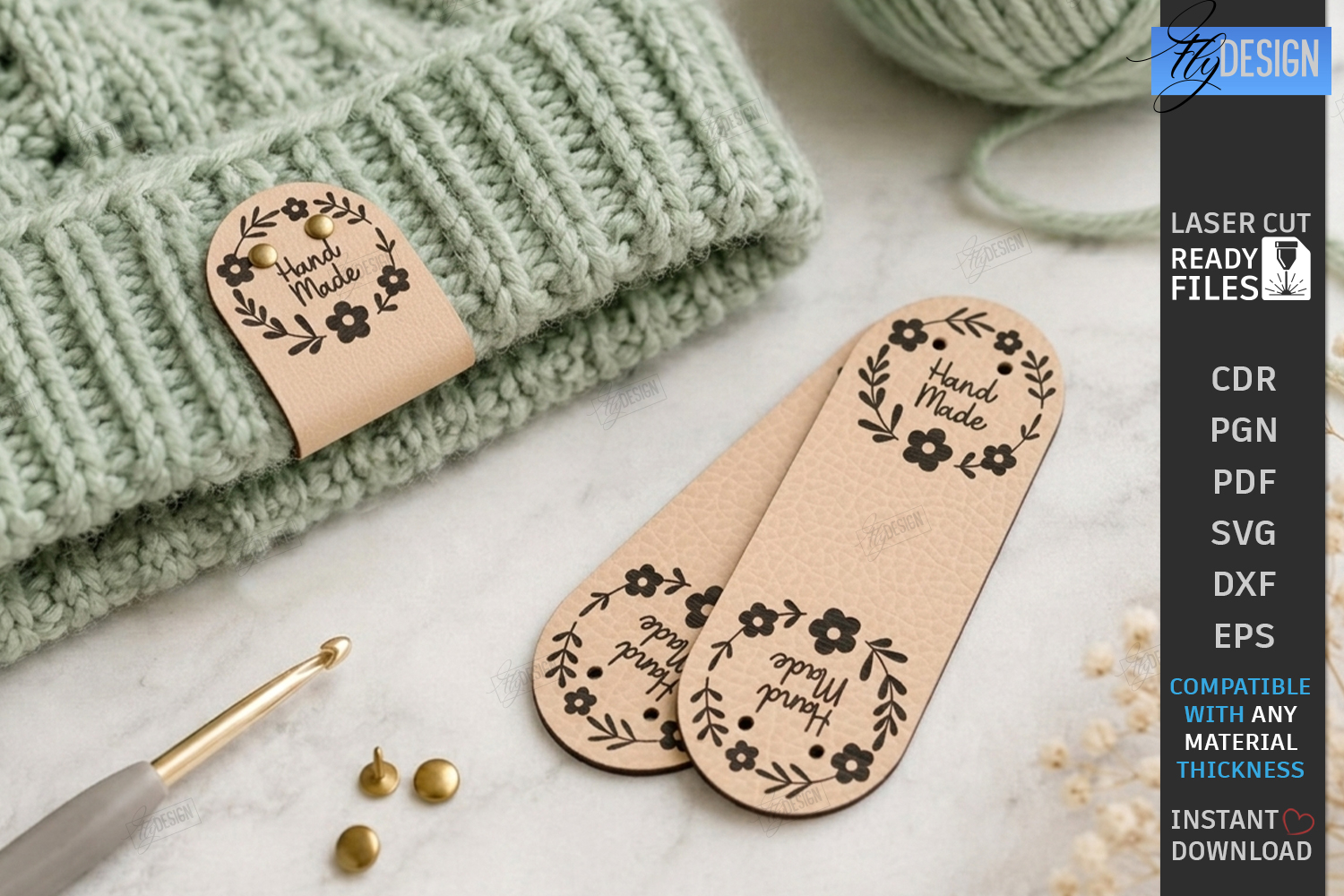 Leather Knit Tags Laser Cut | Leather Labels | Crafting |CNC product image 1