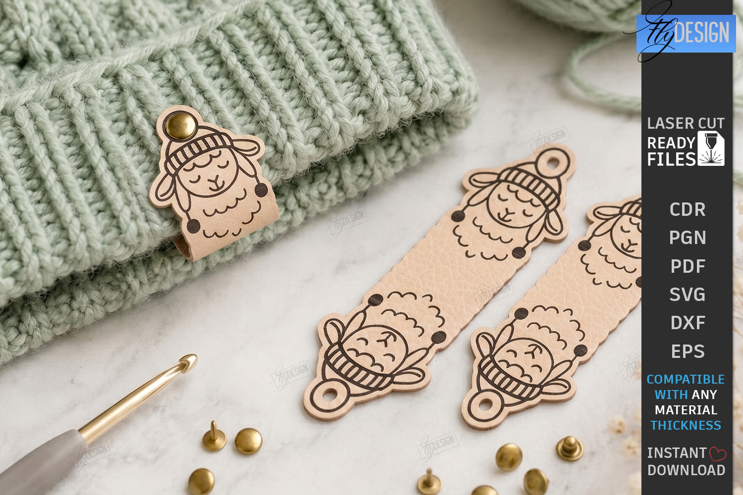 Leather Knit Tags Laser Cut | Leather Labels | Crafting |CNC product image 1
