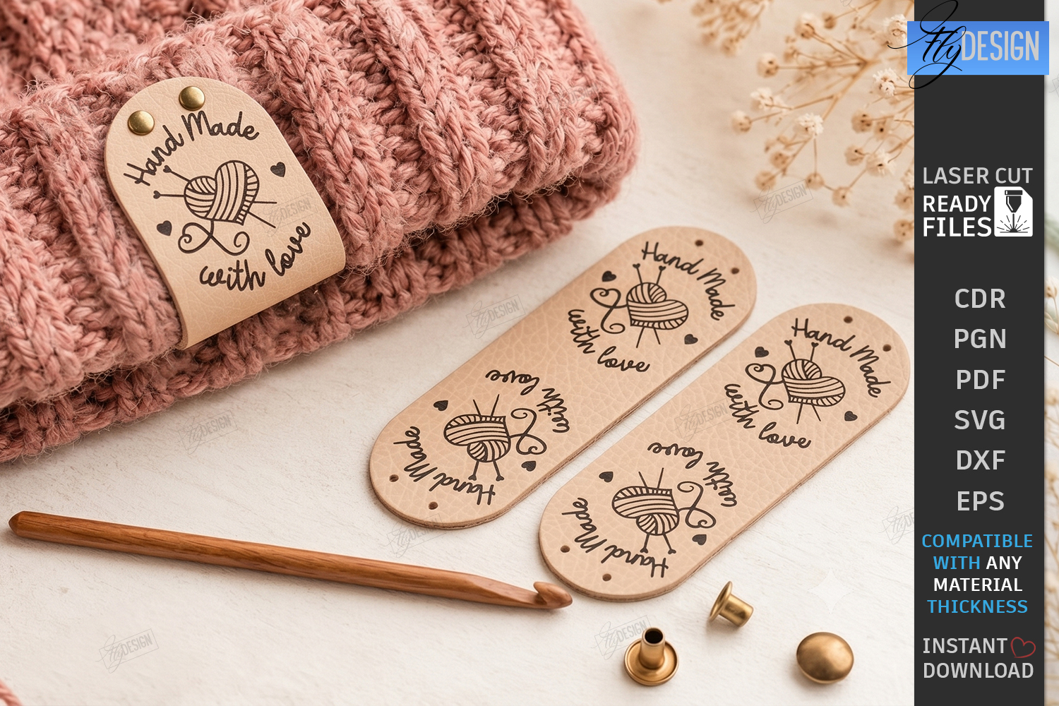 Leather Knit Tags Laser Cut | Leather Labels | Crafting |CNC product image 1