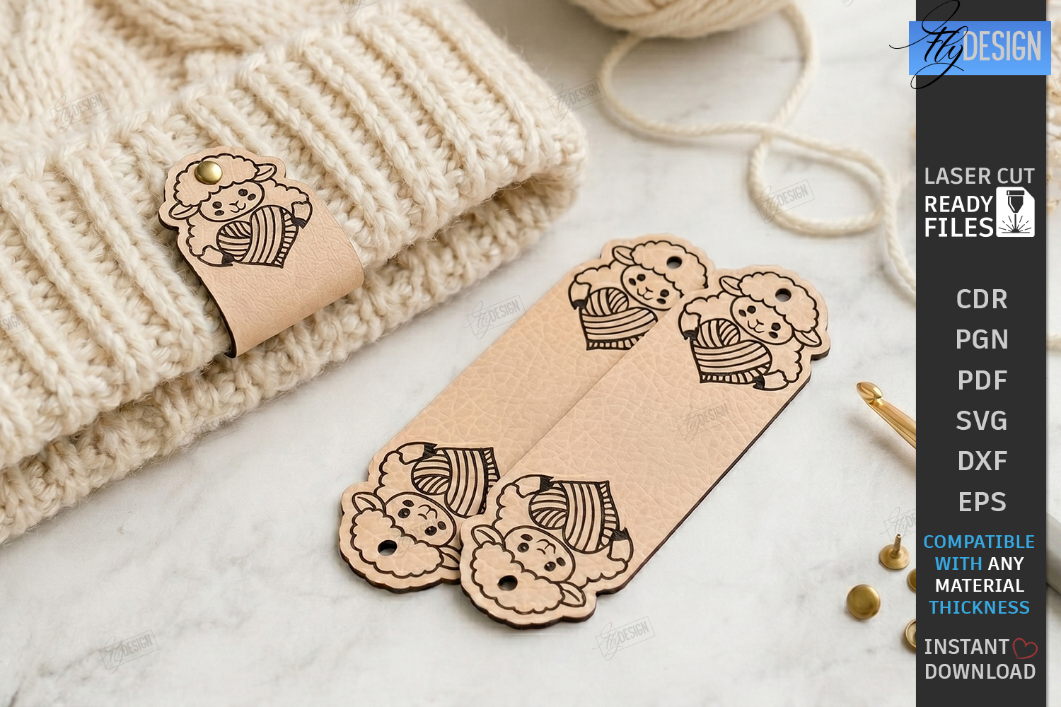 Leather Knit Tags Laser Cut | Leather Labels | Crafting |CNC product image 1