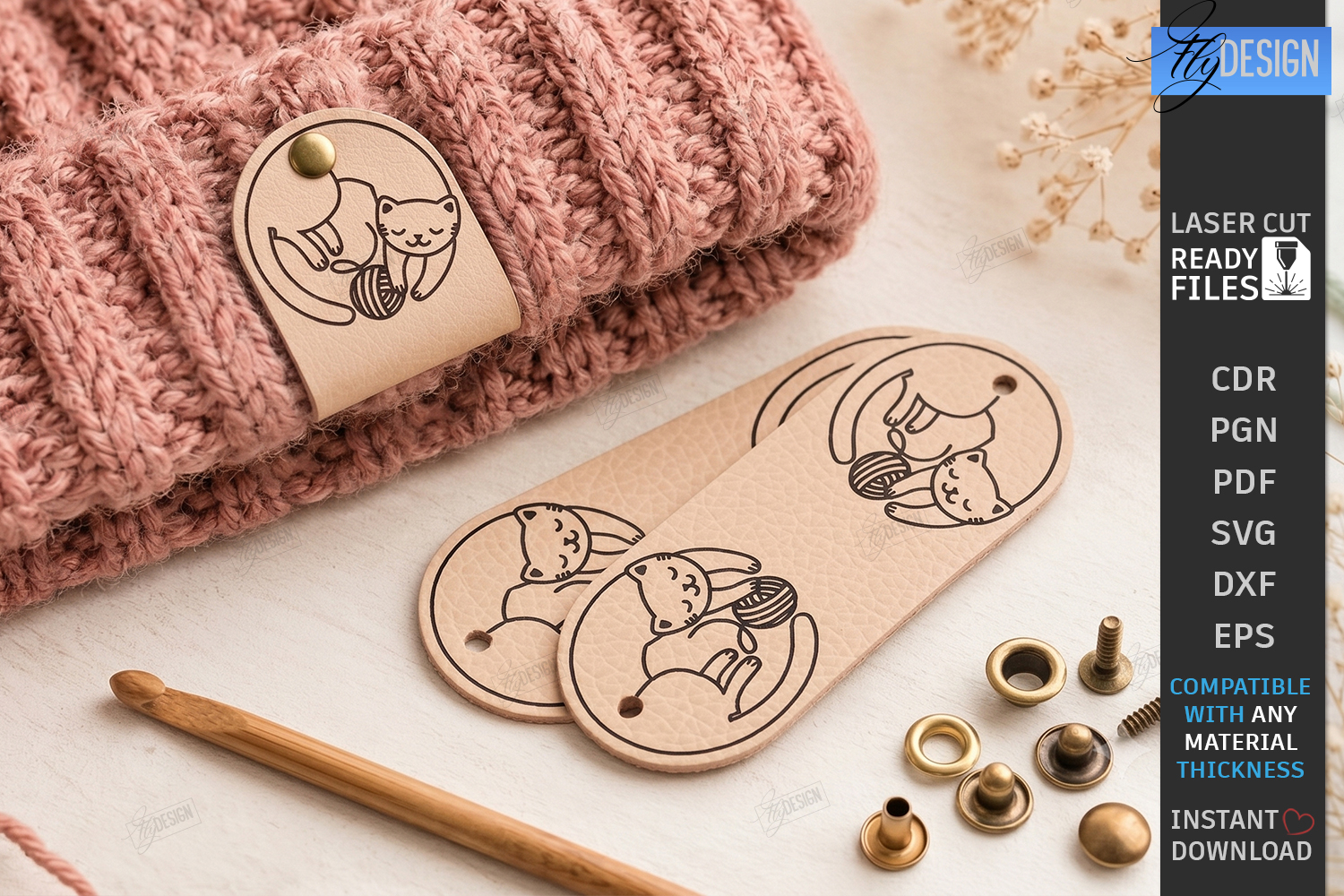 Leather Knit Tags Laser Cut | Leather Labels | Crafting |CNC product image 1
