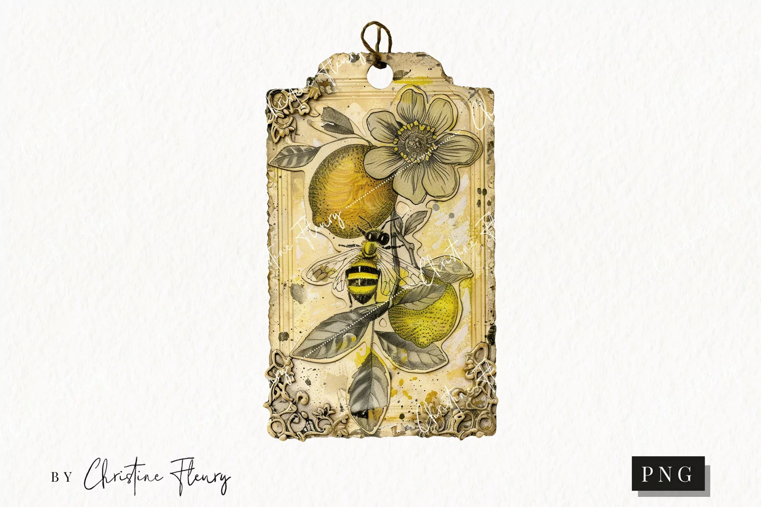Lemon Honey Vintage Tags | Farmhouse PNG product image 1
