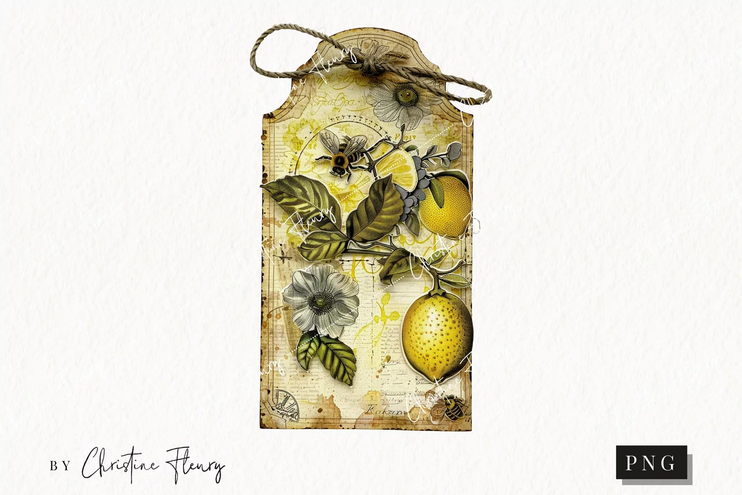 Lemon Honey Vintage Tags | Farmhouse PNG product image 1