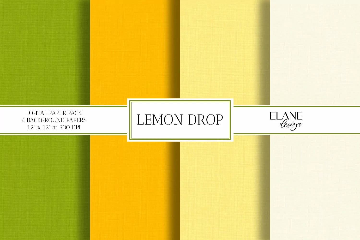 Green Orange Yellow Lemon Digital Paper, Linen Texture product image 1