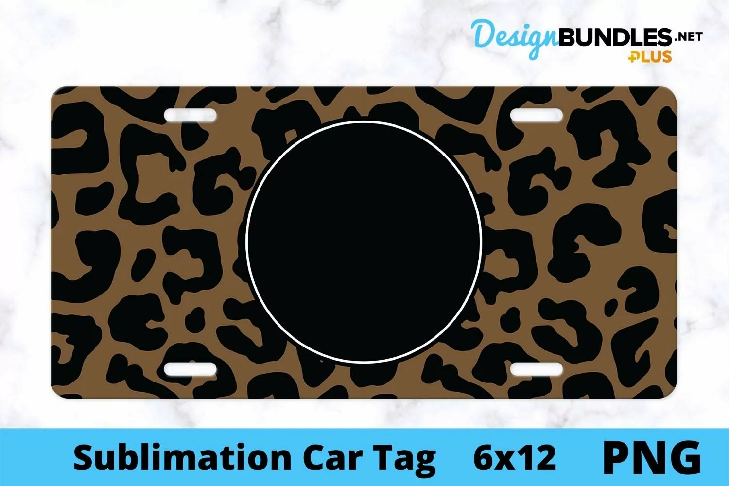 Sublimation Car Tag - Car Tag PNG - Monogrammed Leopard product image 1