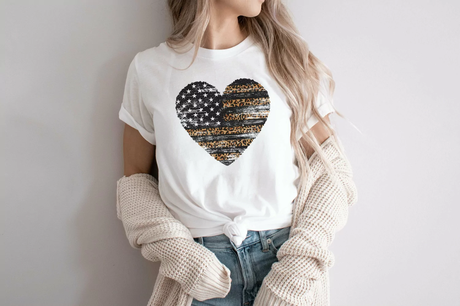Leopard print Grunge american flag PNG