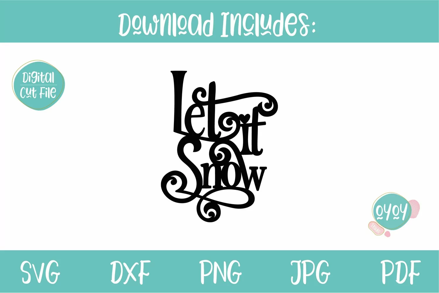 Let it Snow SVG Christmas Cake Topper Cut File for cricut and silhouette