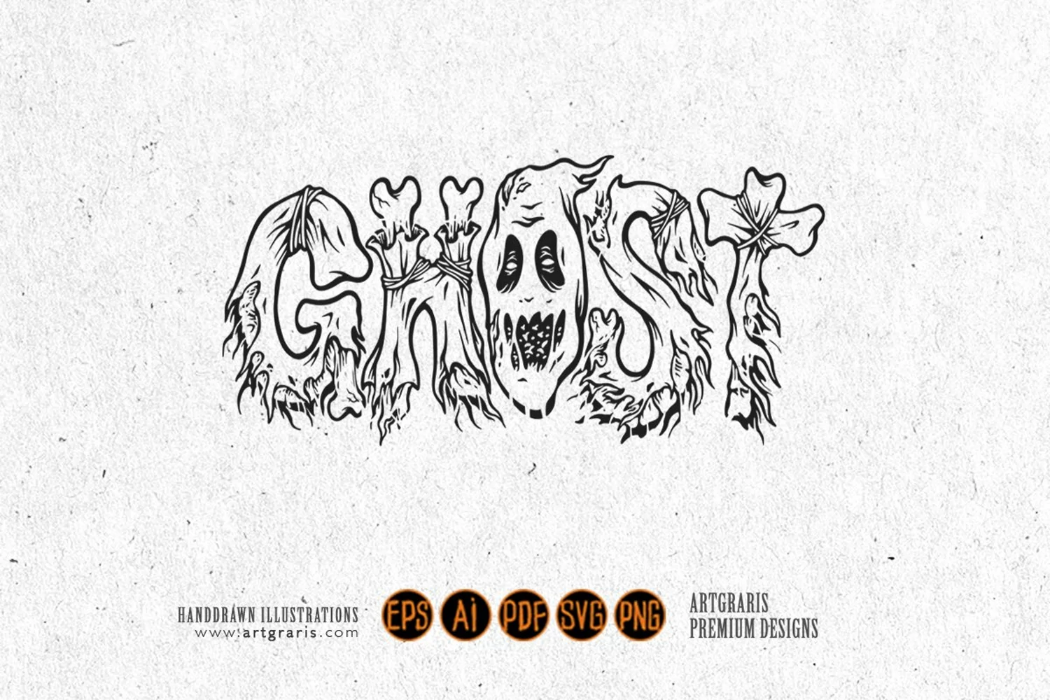 Lettering ghost word bone typeface illustrations silhouette product image 1
