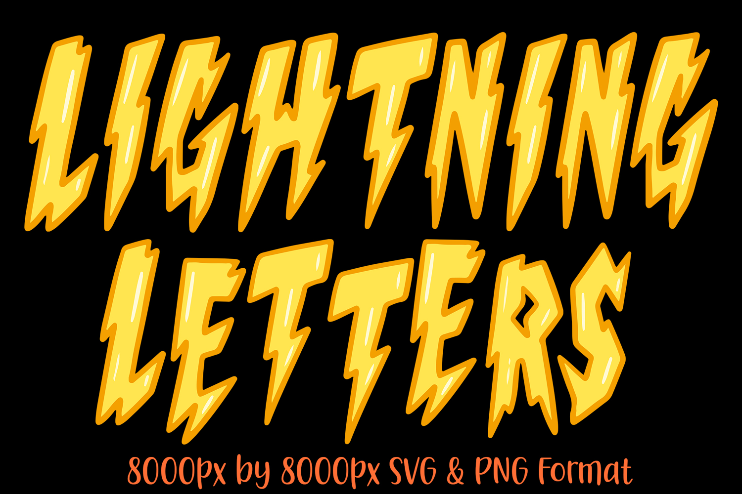 Lightning Letters Thunder ABC Electric Font Typeface Alphabet OTF Illustration by Squeeb Creative