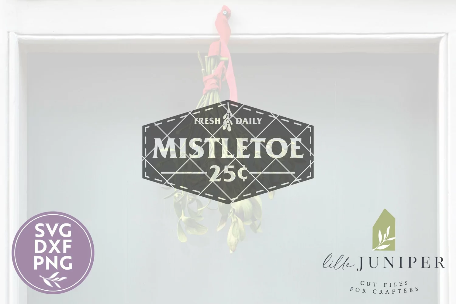 Vintage Christmas Sign, Mistletoe SVG, Christmas SVG product image 1