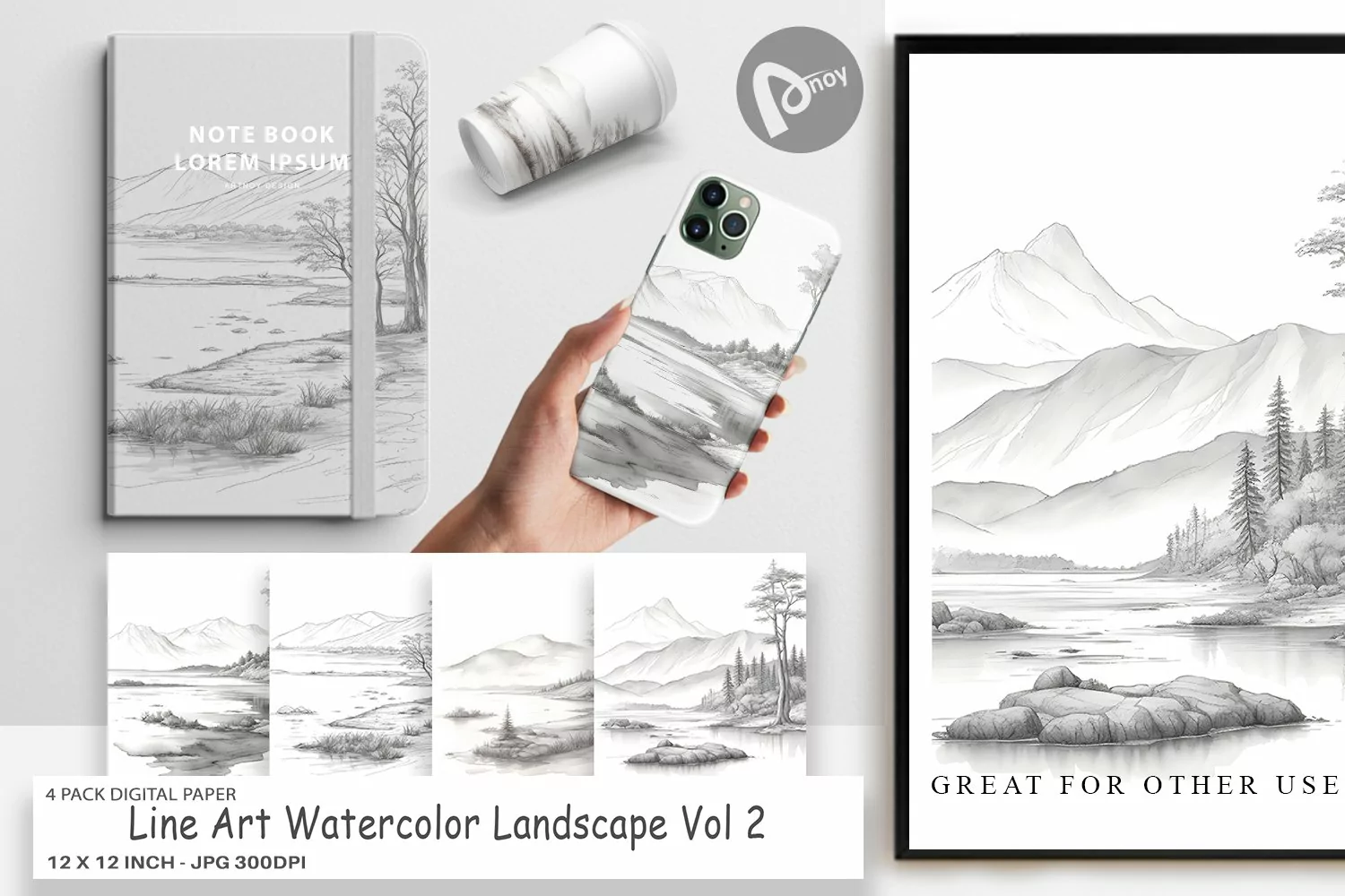 Digital Paper Line Art Landscape product image 1
