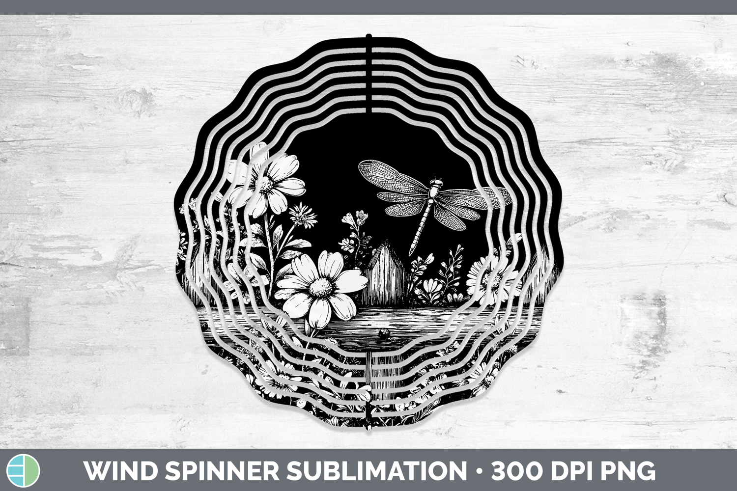GorgeousLinocut Cottage Wind Spinner design.