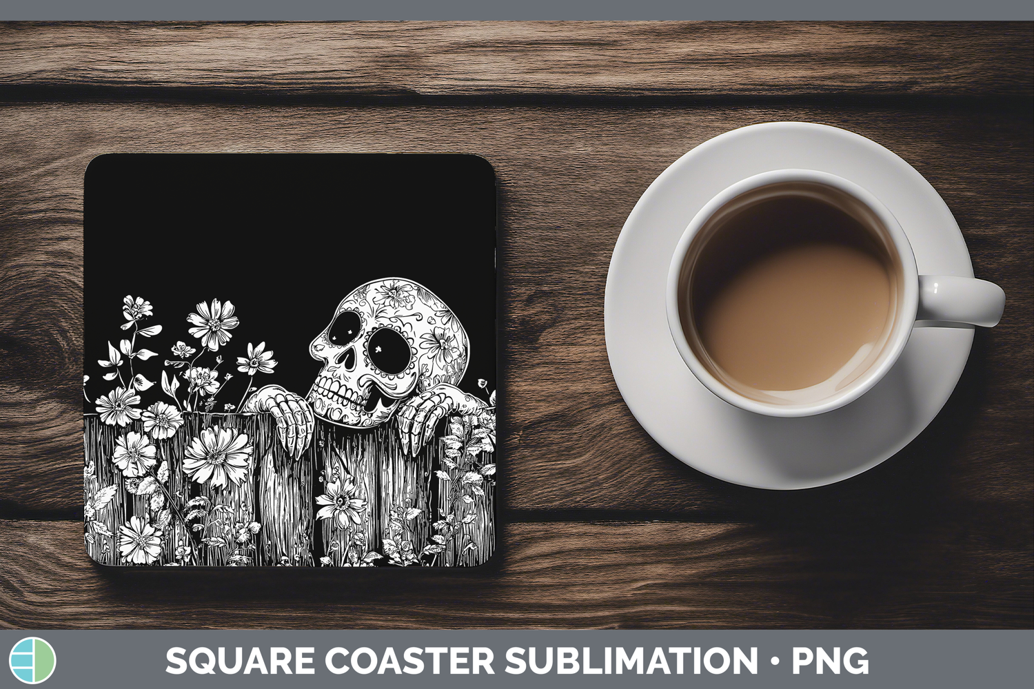 GorgeousLinocut Cottage Square Coaster design.