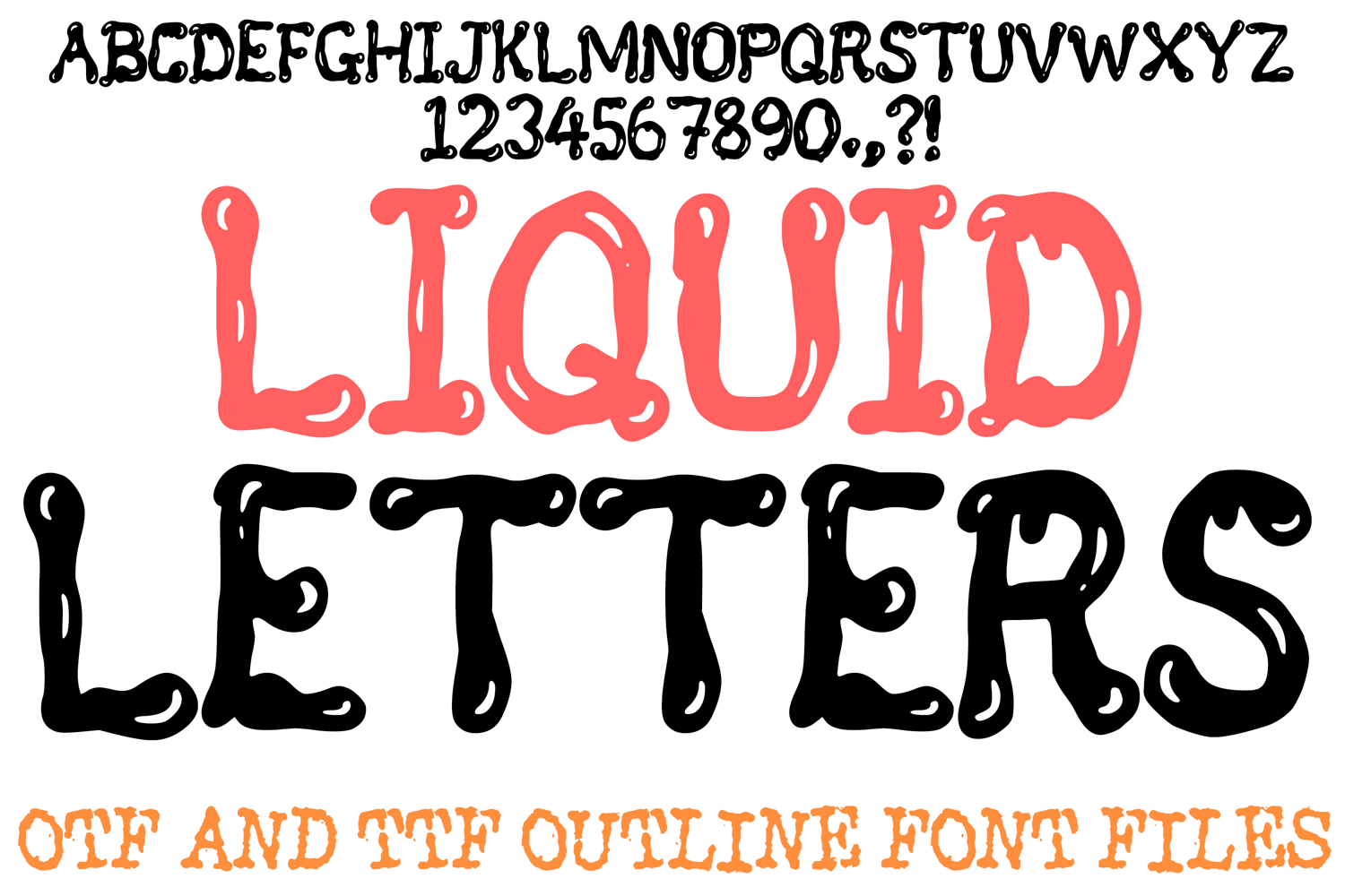 Liquid Letters Alphabet Font Dripping Ink ABC OTF TTF Type by Squeeb Creative