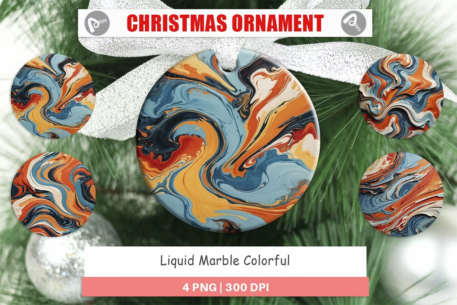 Christmas Ornaments Colorful Marble product image 1