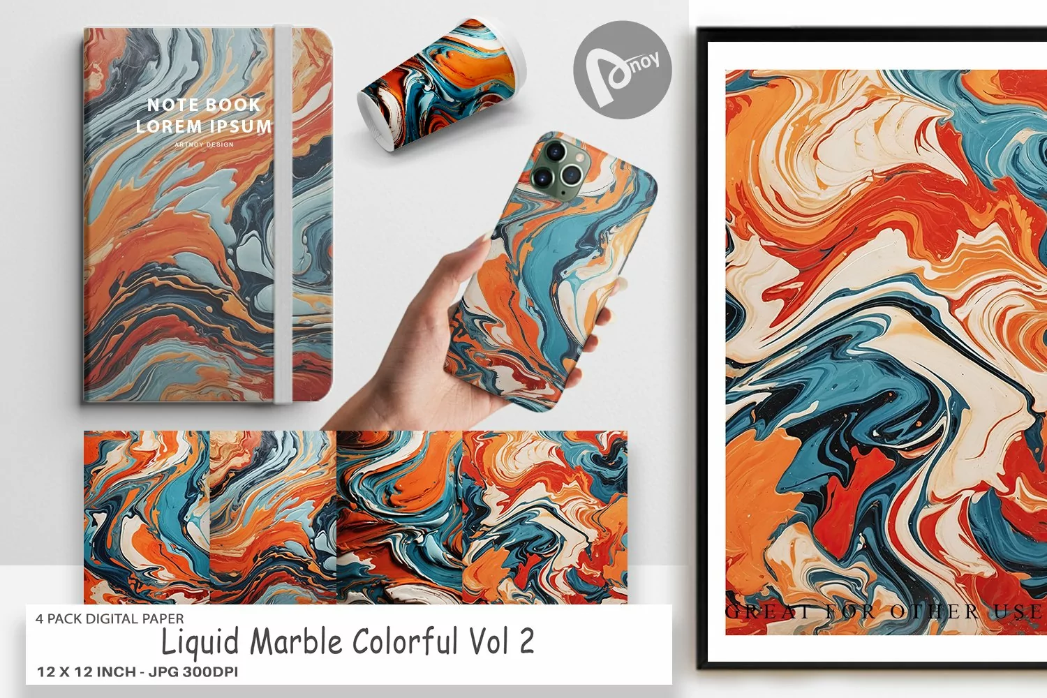 Digital Paper Colorful Marble product image 1