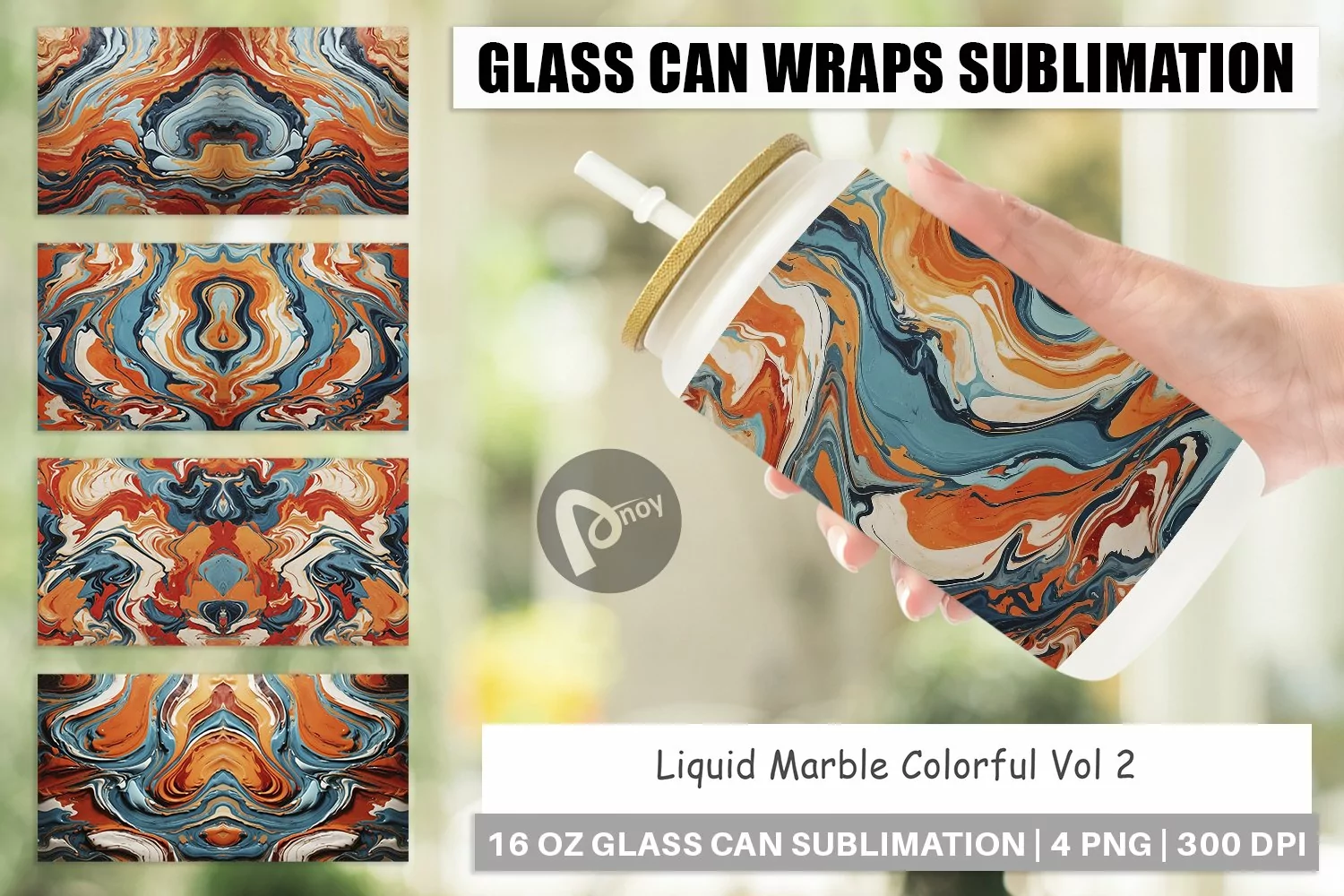 Glass Can Wraps Colorful Marble product image 1