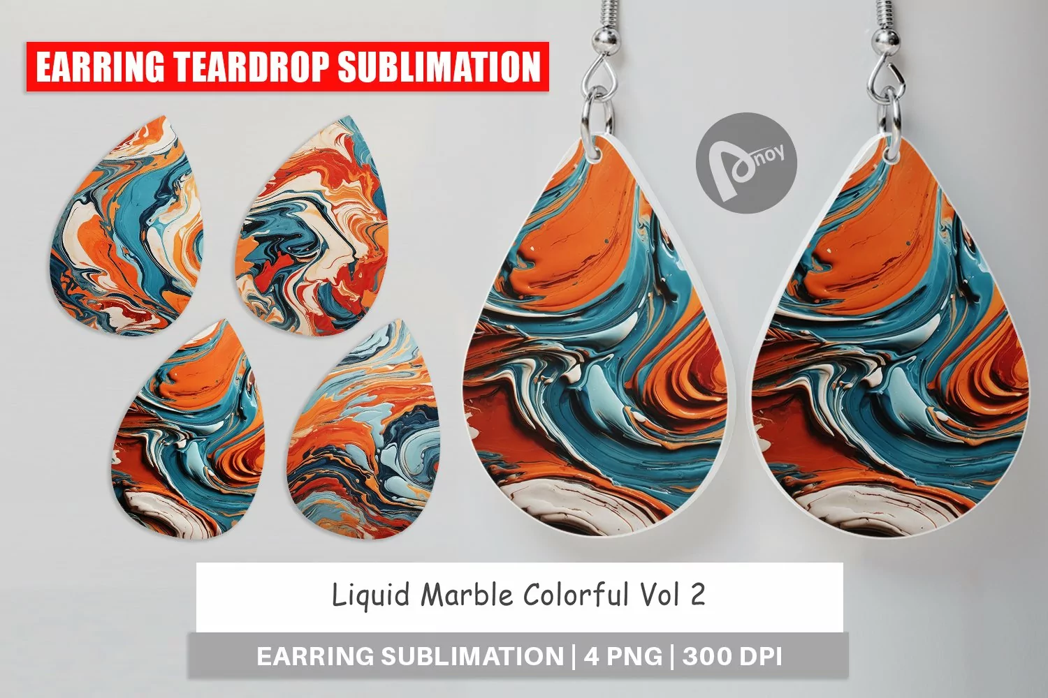 Earring Teardrop Colorful Marble product image 1