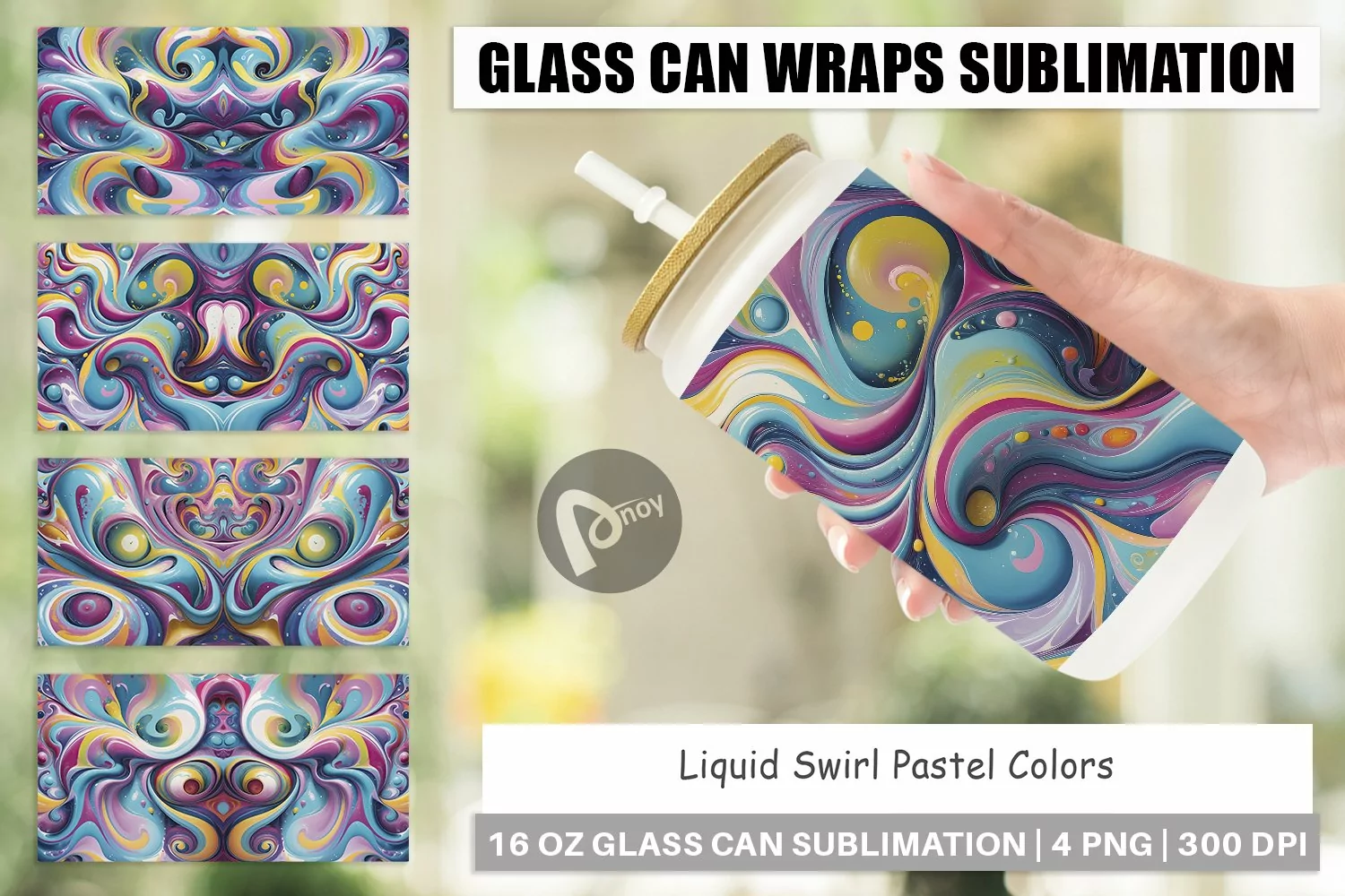 Glass Can Wraps Pastel Liquid Swirl product image 1