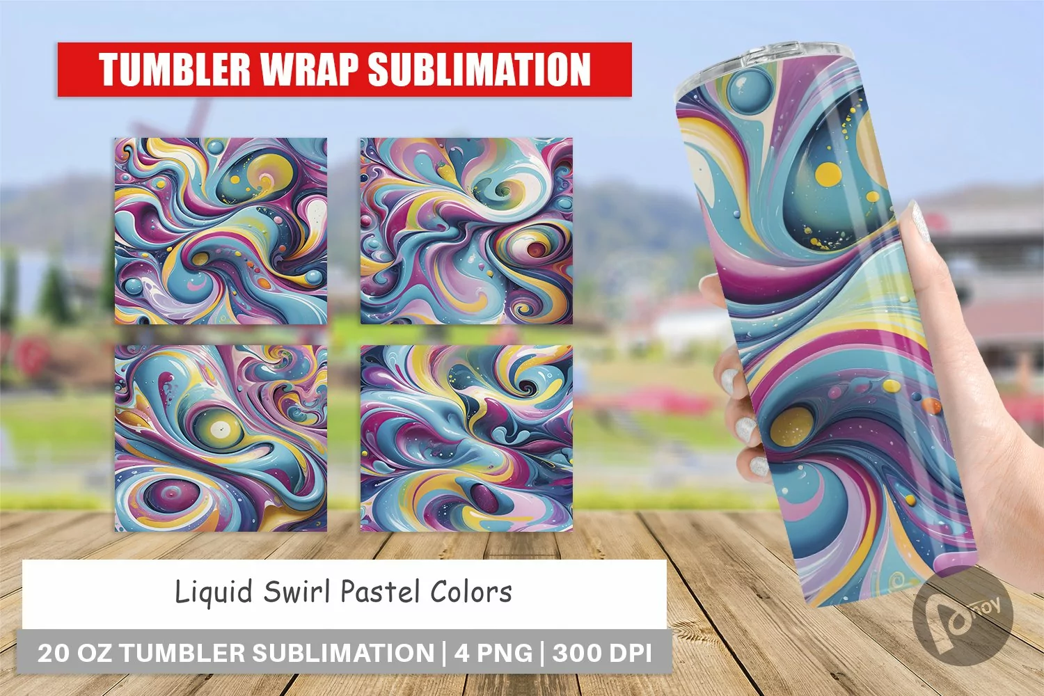 Tumbler Wrap Pastel Liquid Swirl product image 1