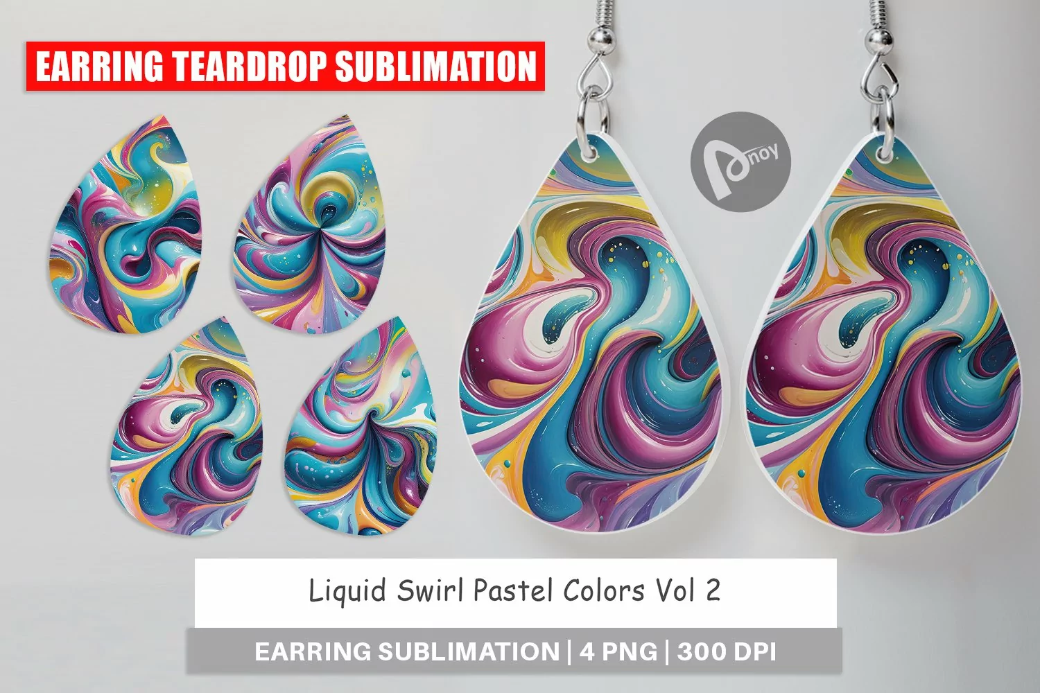 Earring Teardrop Pastel Liquid Swirl product image 1