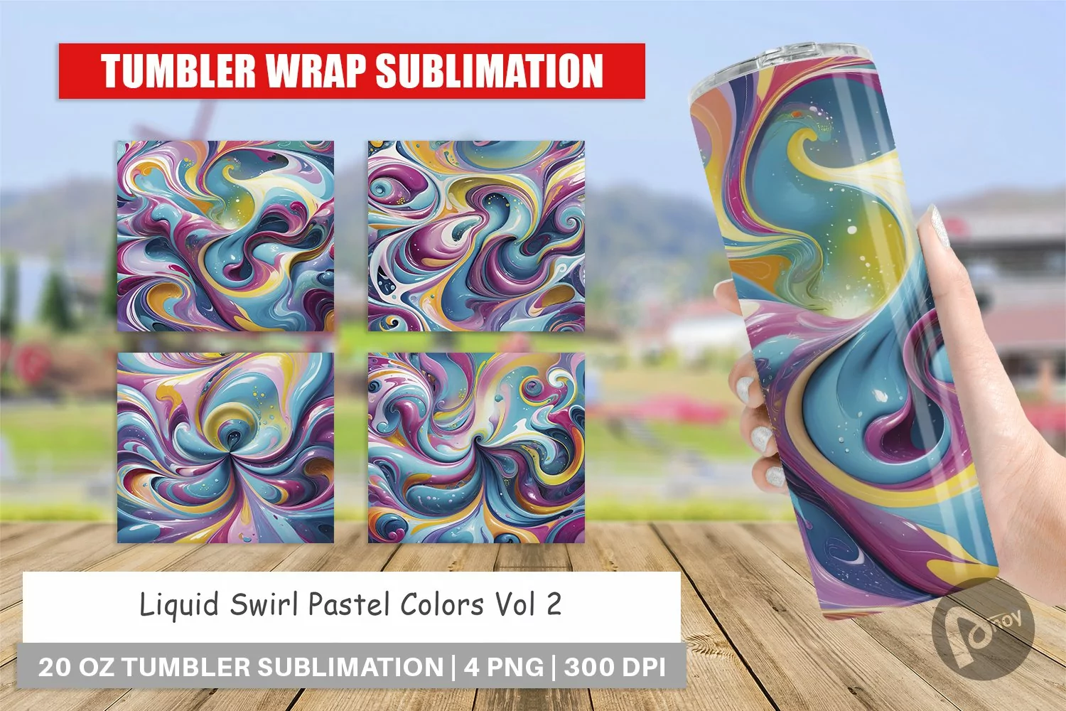 Tumbler Wrap Pastel Liquid Swirl product image 1
