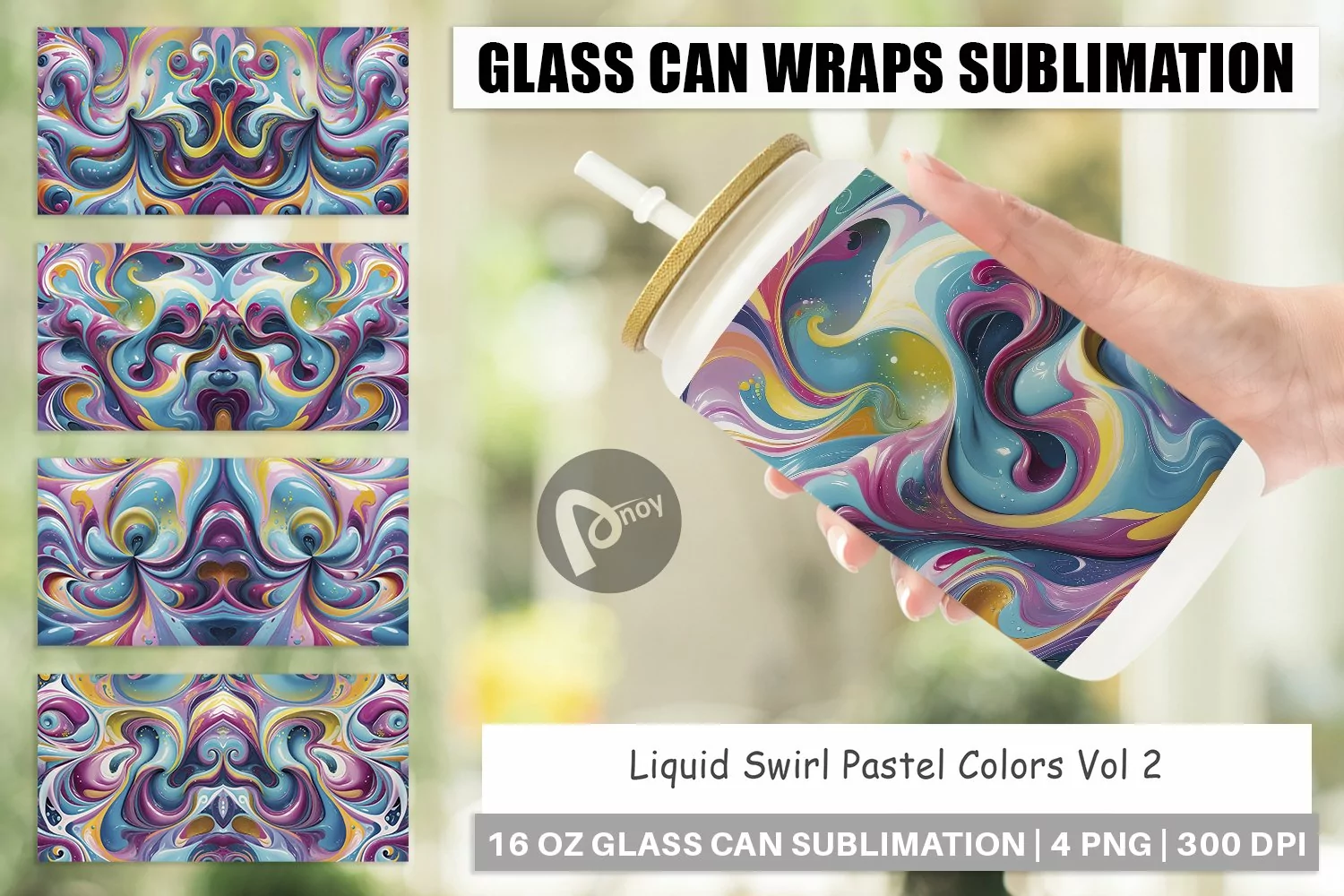 Glass Can Wraps Pastel Liquid Swirl product image 1