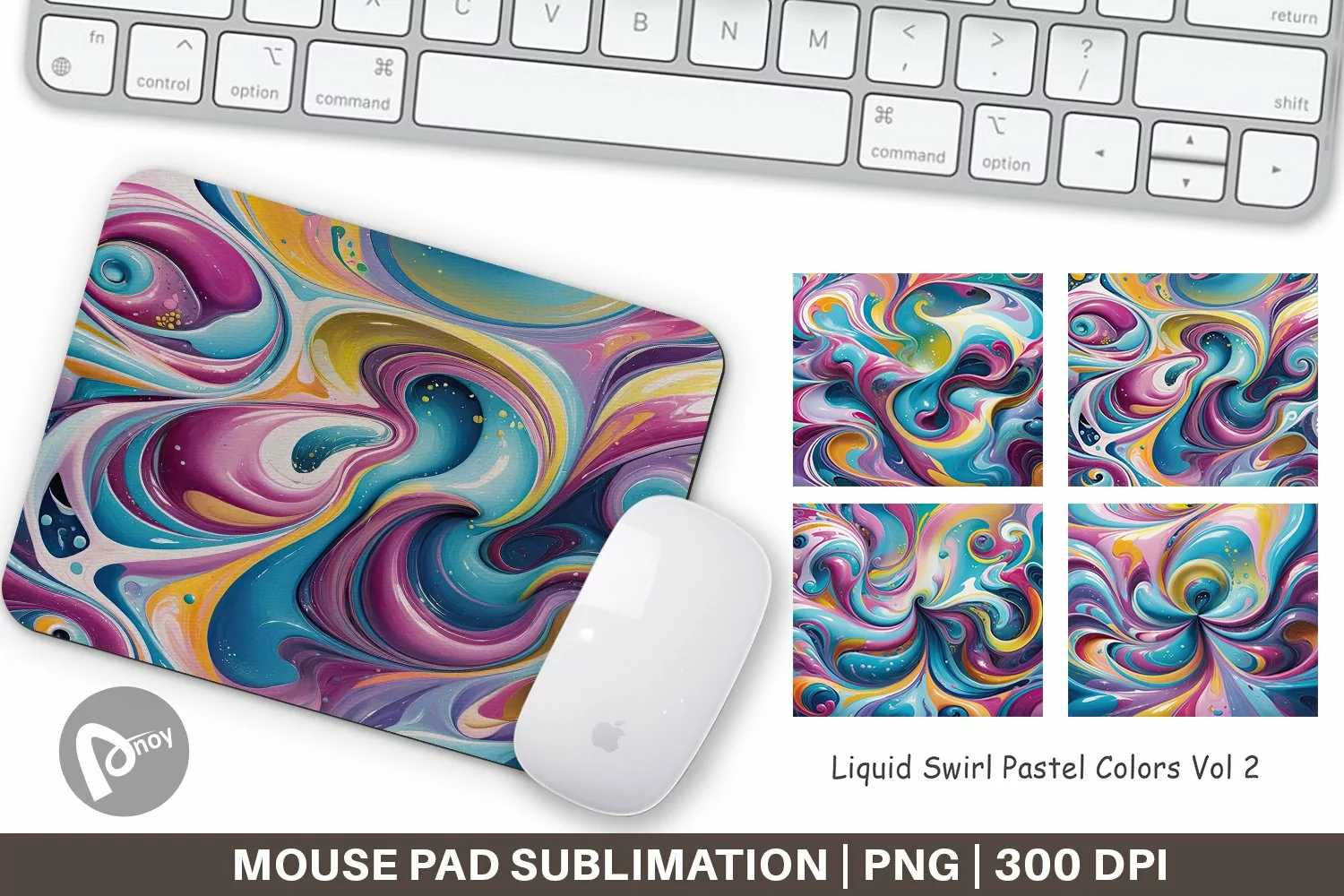 Mouse Pad Pastel Liquid Swirl product image 1