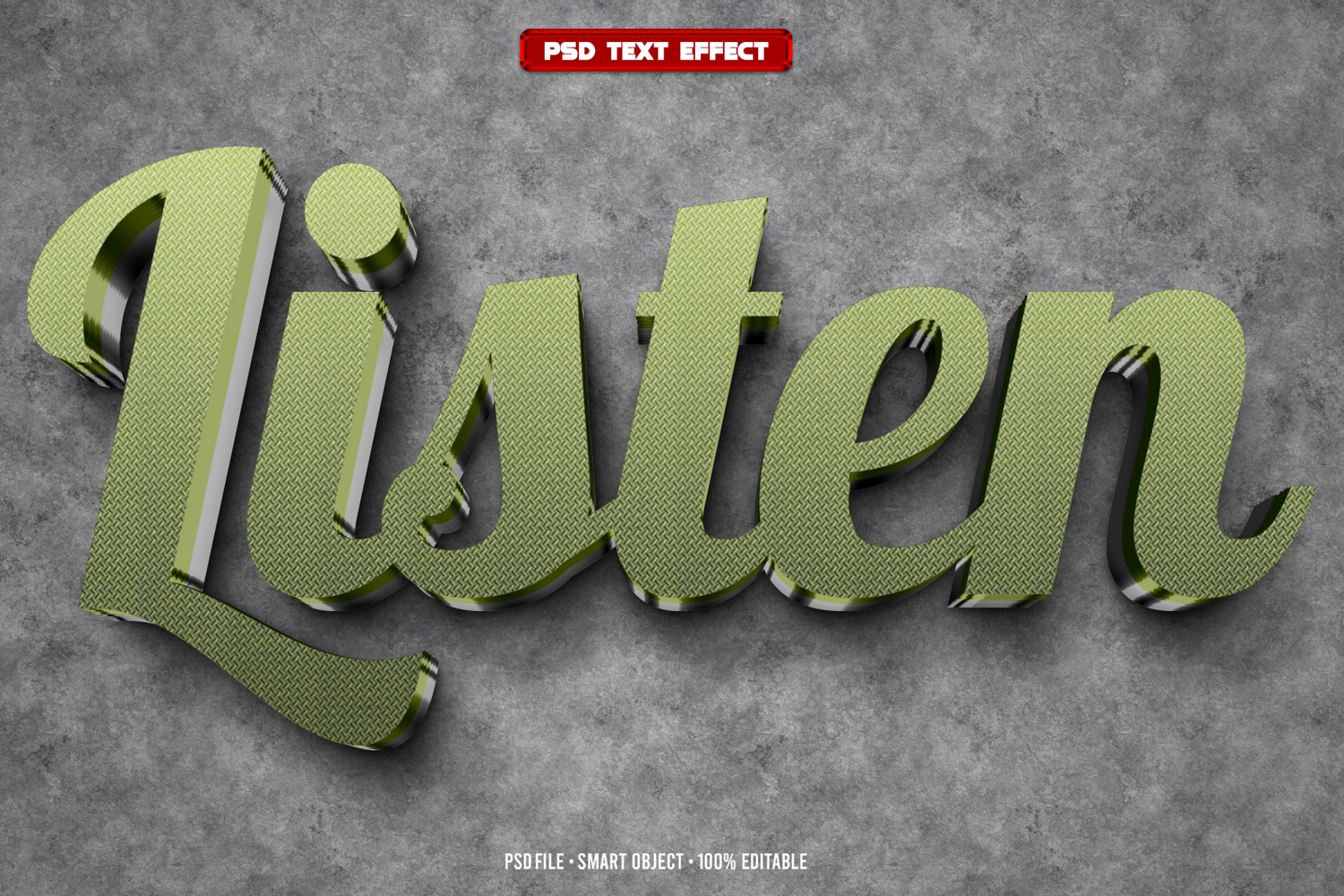 Listen 3D editable text effect product image 1