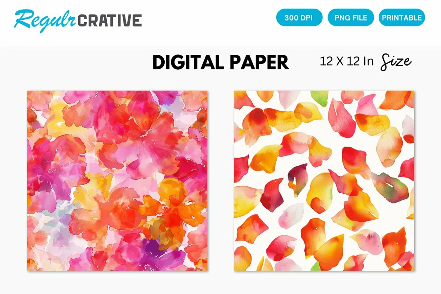 Watercolor Cherry Flower Petals Seamless Digital Paper product image 1