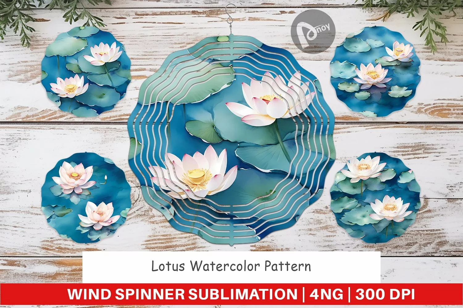Wind Spinner Lotus Watercolor Pattern product image 1