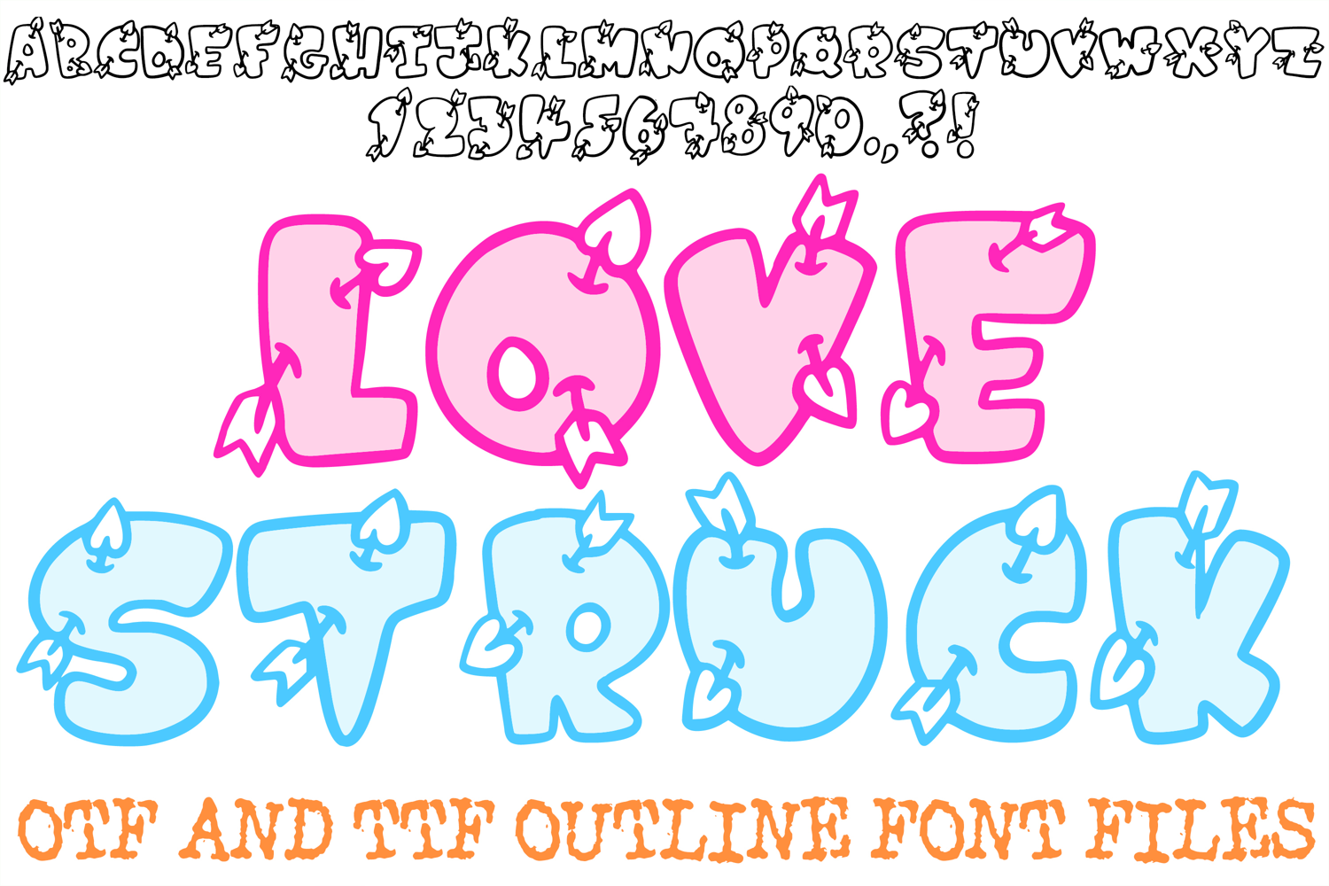 Lovestruck Lettering Font Cartoon Heart Valentines ABC OTF Type by Squeeb Creative