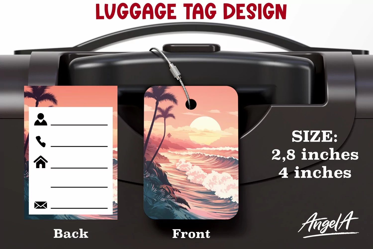 Luggage tag sublimation / bag tag / summer beach / printable product image 1