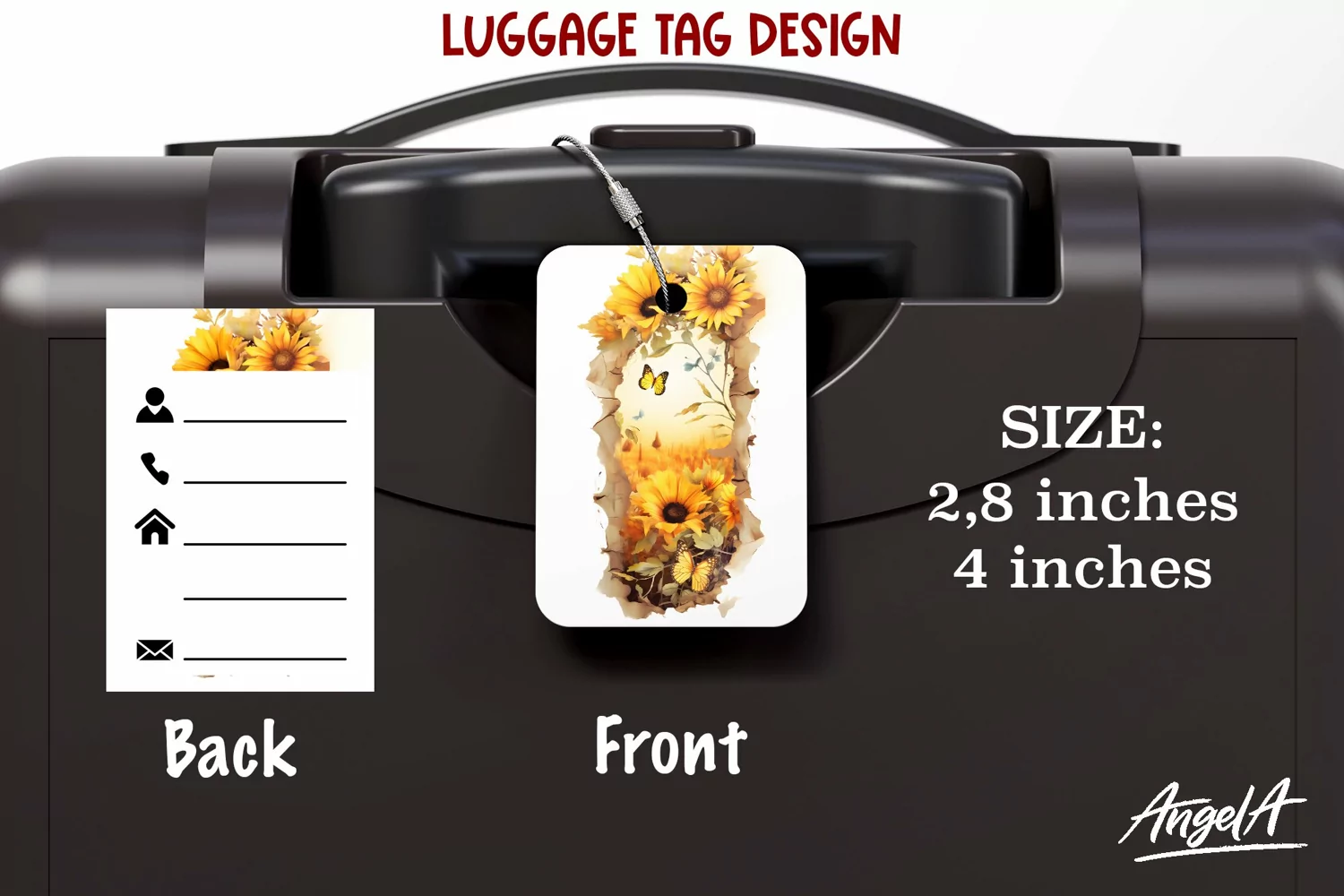 Luggage tag sublimation / sunflower png / broken wall png product image 1