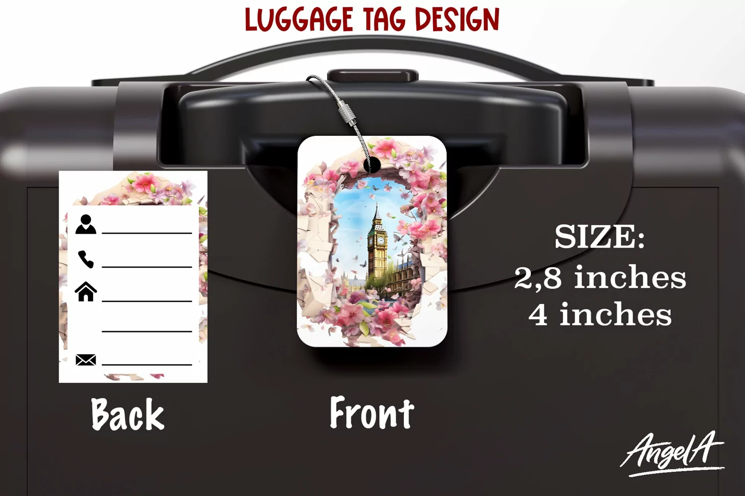 3d Travel luggage tag sublimation / England / Big Ben png product image 1