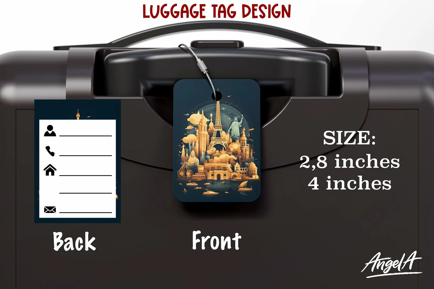 Luggage tag sublimation / bag tag printable / travel png product image 1