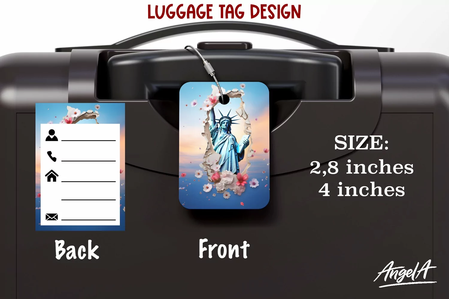 Sublimation luggage tag / USA luggage / Liberty Statue PNG product image 1