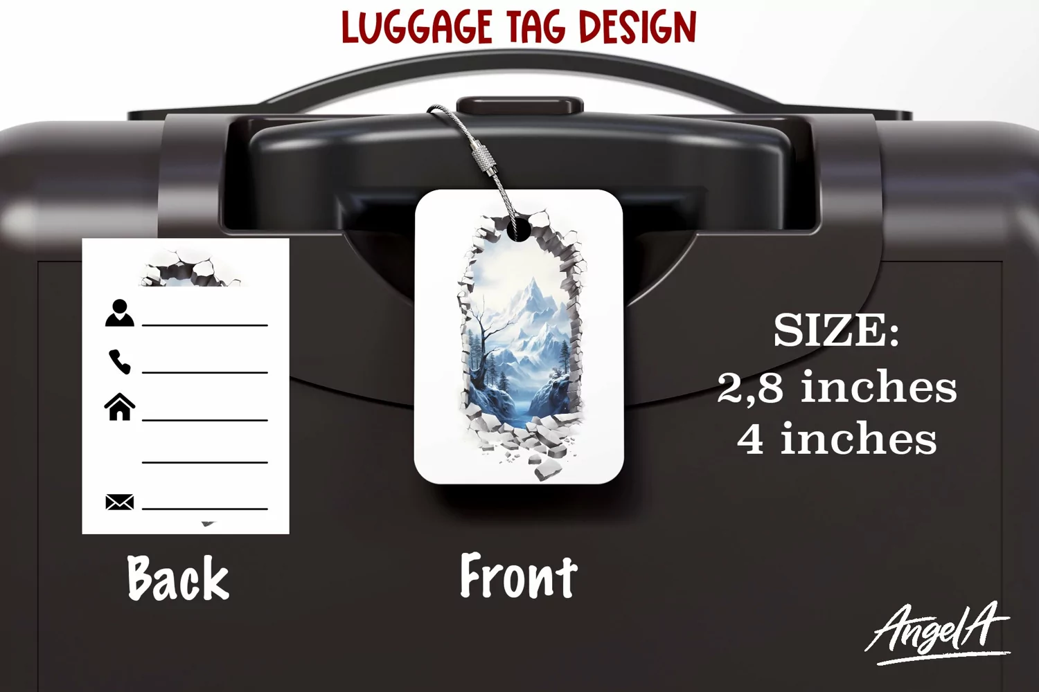 3d Travel luggage tag sublimation / mountain, forest png product image 1