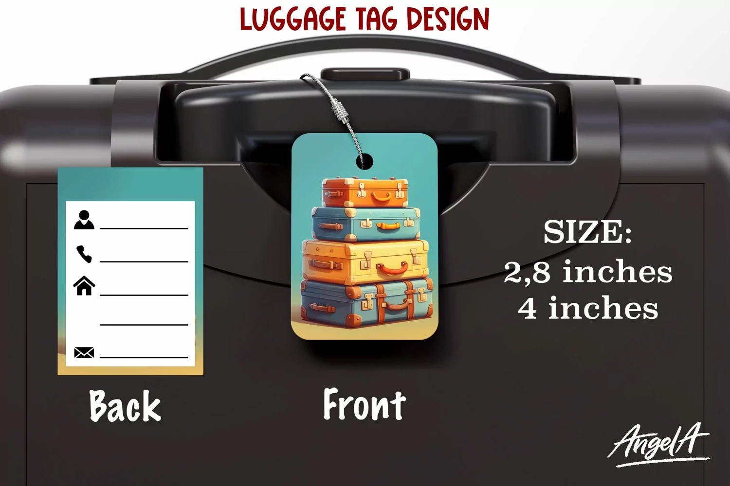 Luggage tag sublimation / bag tag printable / suitcases png product image 1