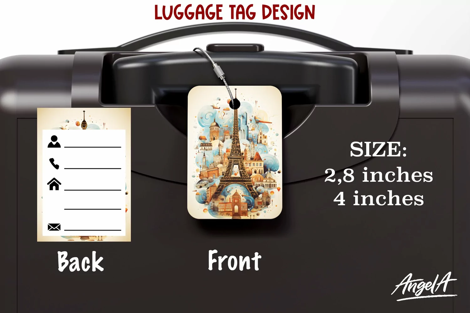 Luggage tag sublimation / bag tag printable / Eiffel Tower product image 1
