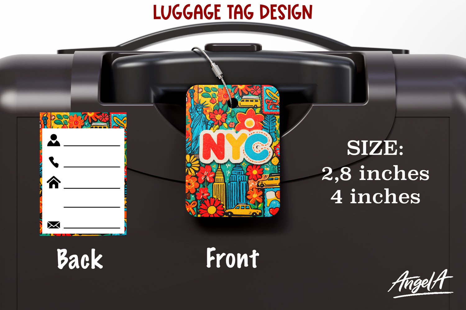 Luggage tag Sublimation USA Bag tag Colorful Label Groovy product image 1