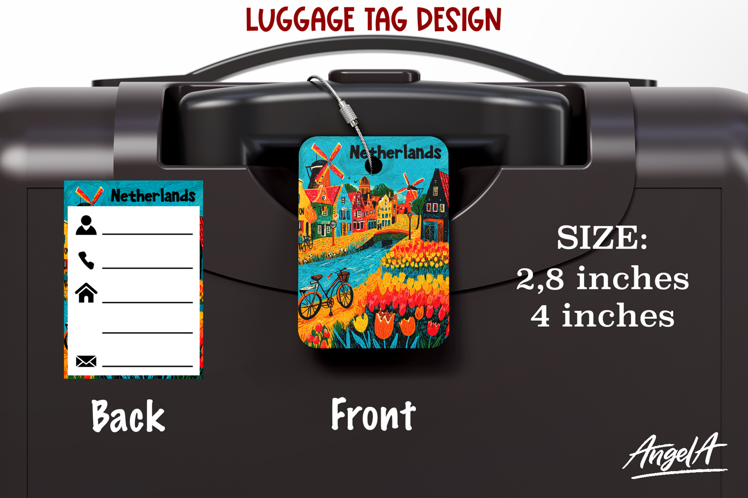 Luggage tag Sublimation Groovy Colorful Label Netherlands product image 1