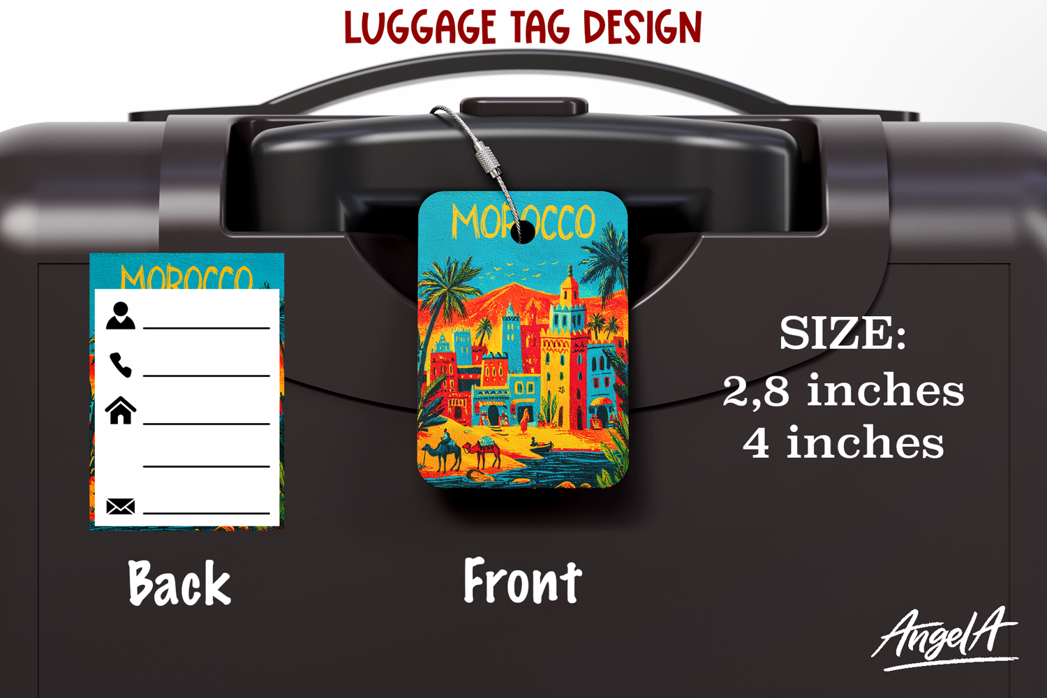 Luggage tag Sublimation Morocco Colorful Bag Label Groovy product image 1