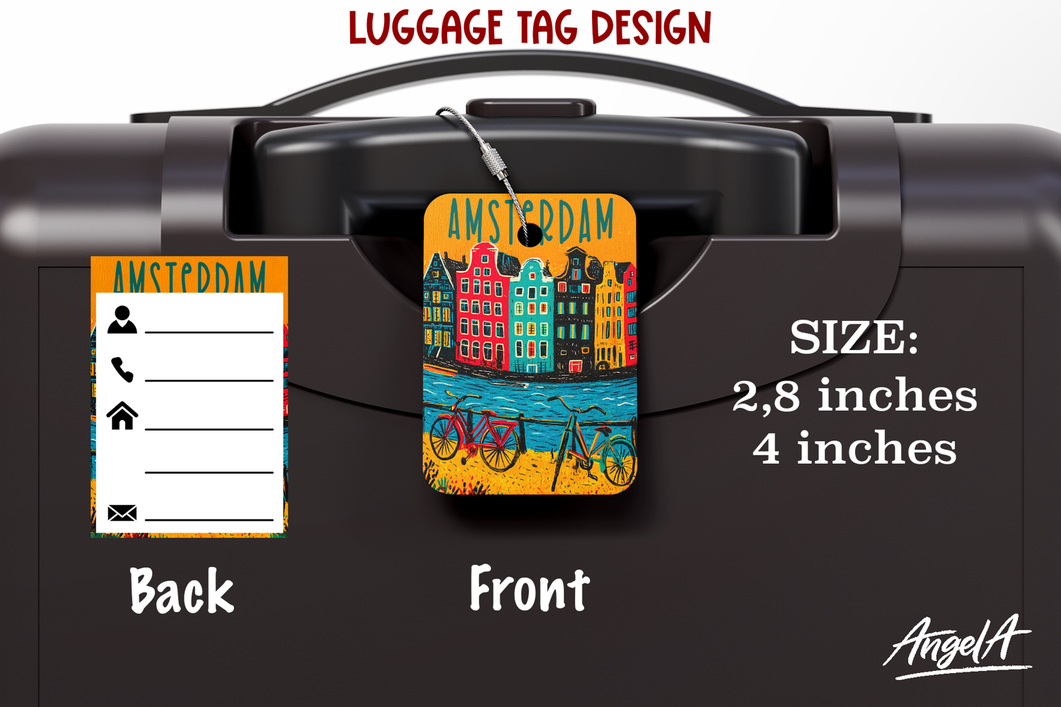 Luggage tag Amsterdam Sublimation Groovy Colorful Label PNG product image 1