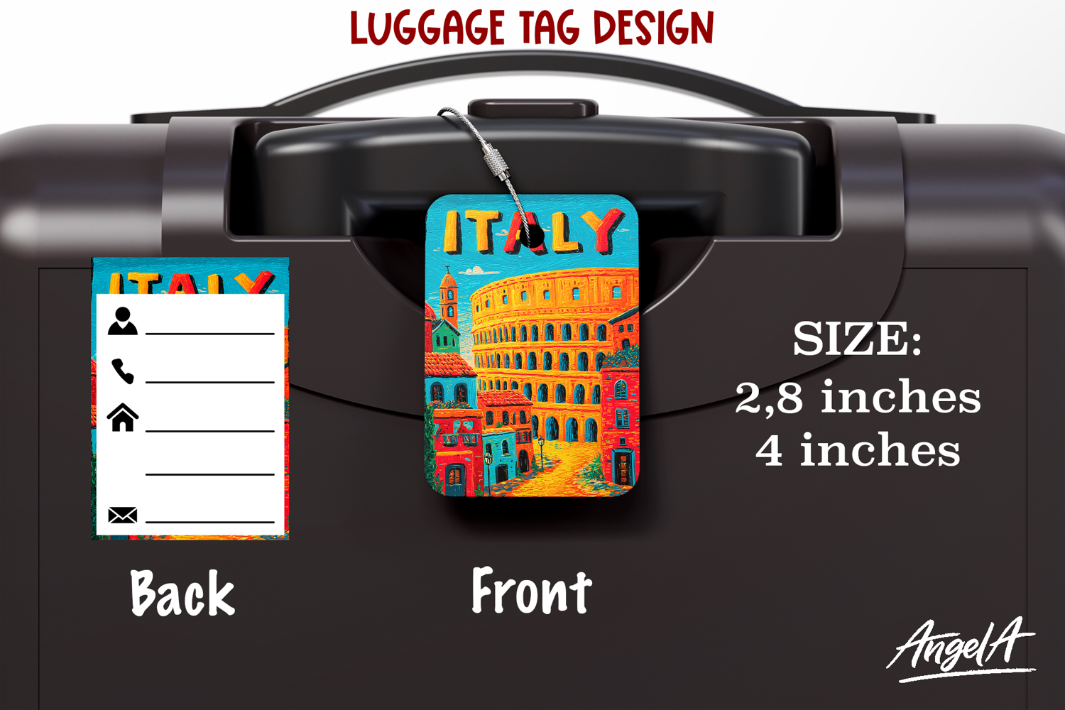 Luggage tag Sublimation Groovy Summer Travel Label Italy product image 1