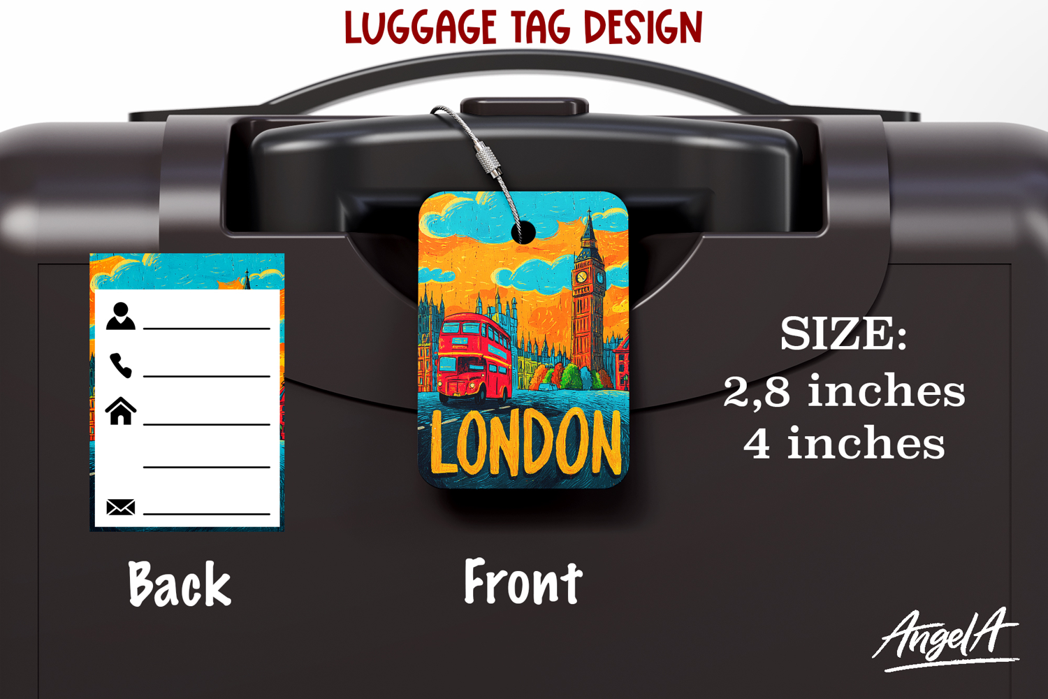 Luggage tag Sublimation Groovy Summer Travel Label London product image 1
