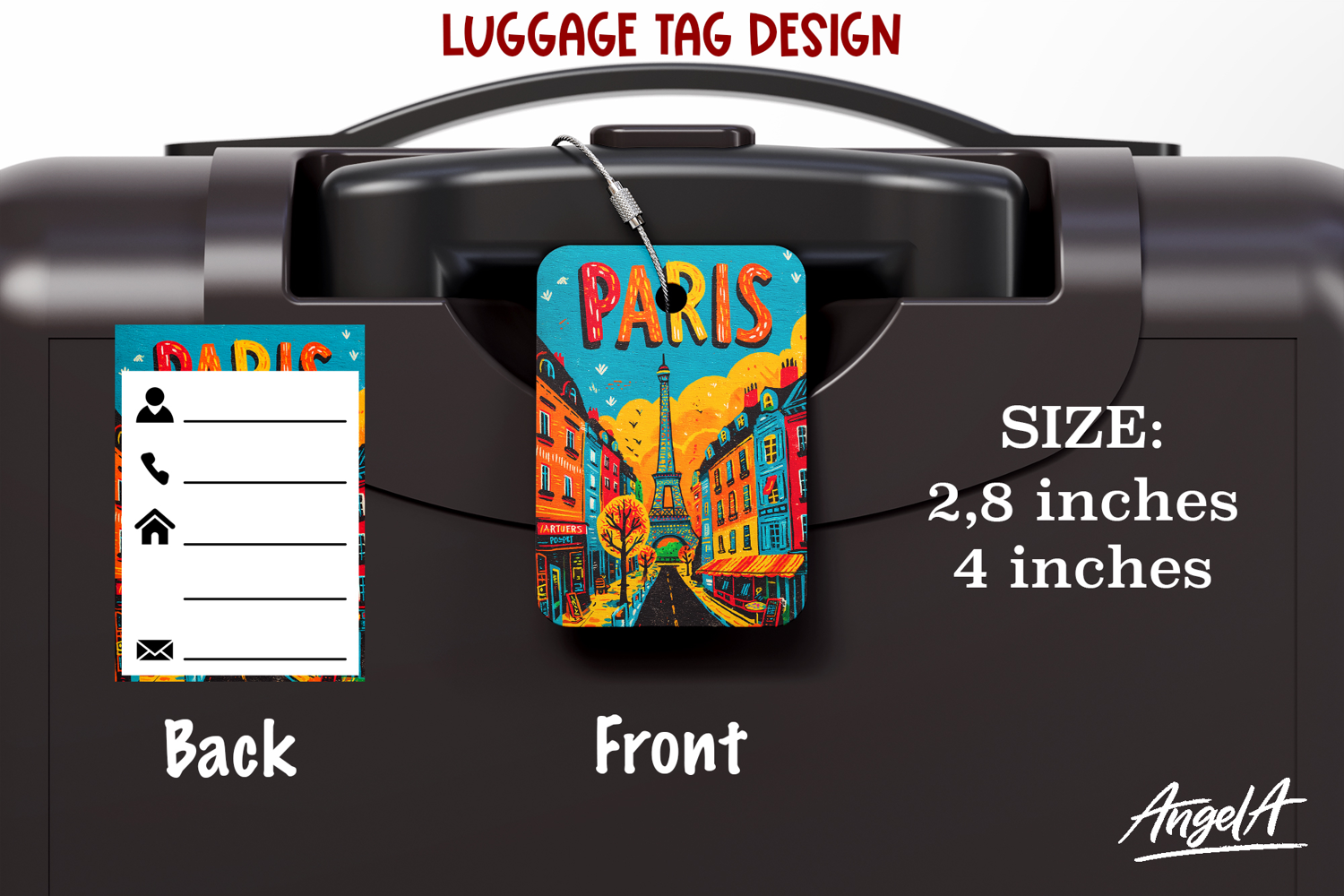 Luggage tag Sublimation Groovy Summer Paris Travel Label product image 1
